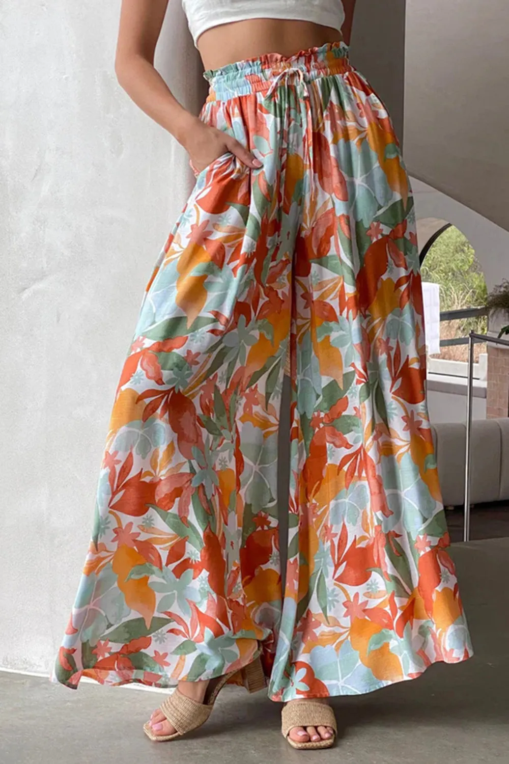 * 4 COLORS* Summer Tied Wide Leg Pants