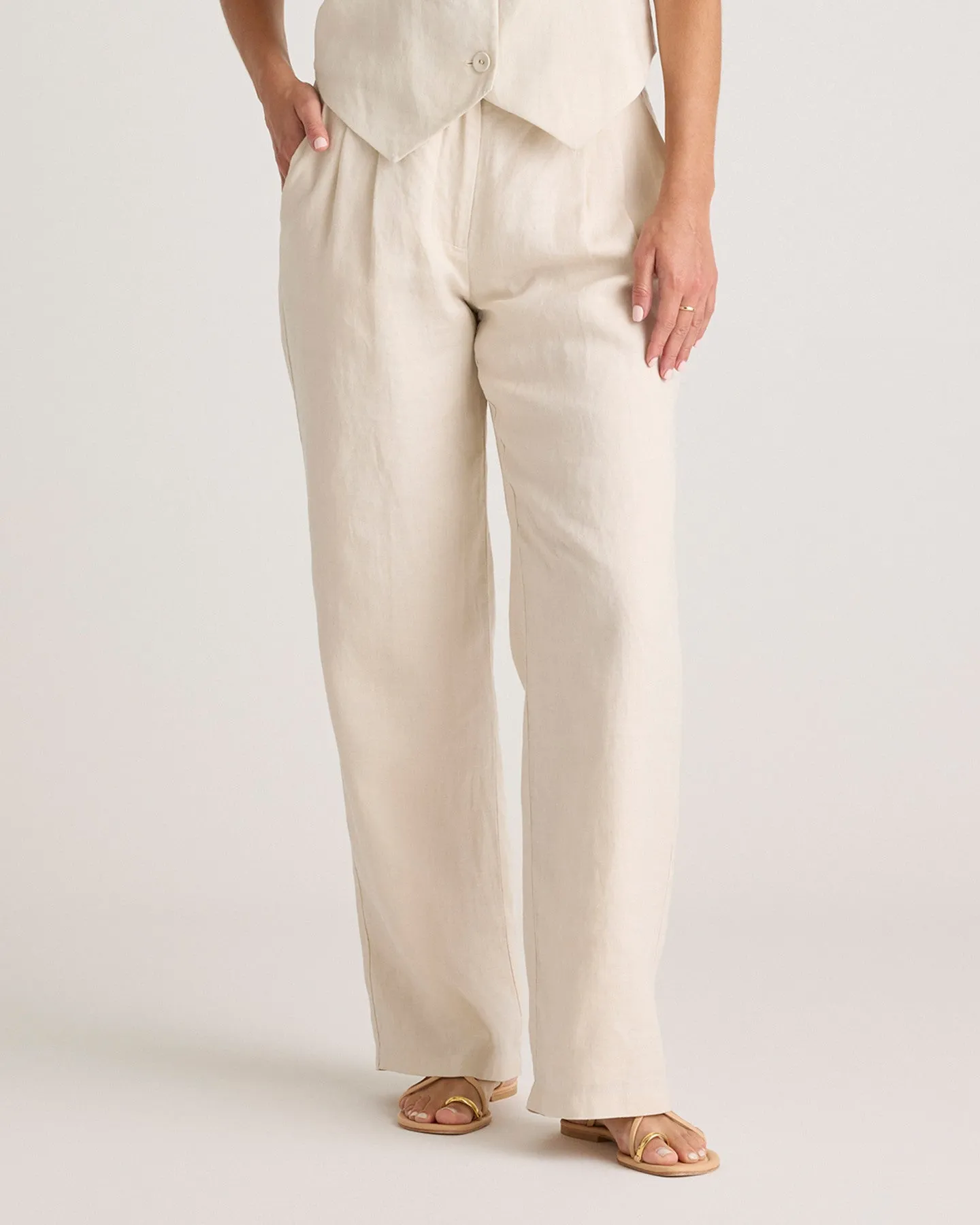 100% European Linen Pleated Trouser