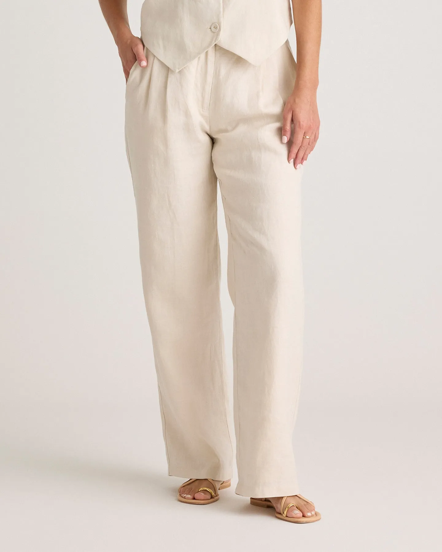 100% European Linen Pleated Trouser
