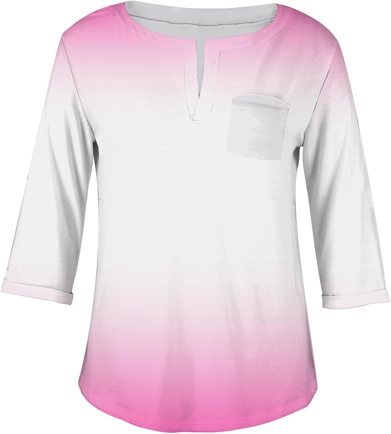 3/4 Sleeve Women Tops Winter Tops Dressy Casual Elbow Length Sleeve Vneck Shirts Tie Dye Gradient Loose Fall Clothing