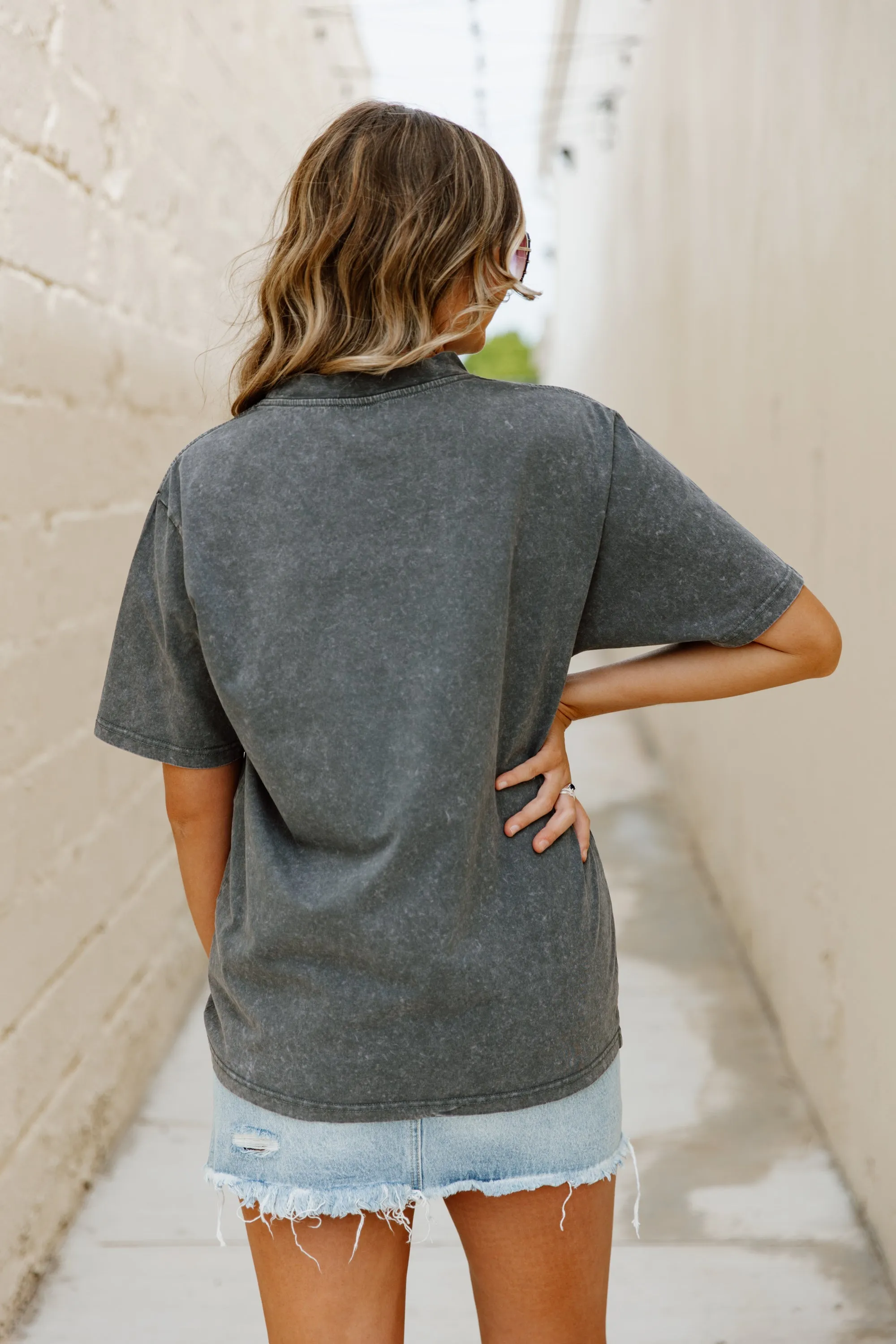 AMERICAN CLASSIC OVERSIZED VINTAGE WASH TEE IN GREY