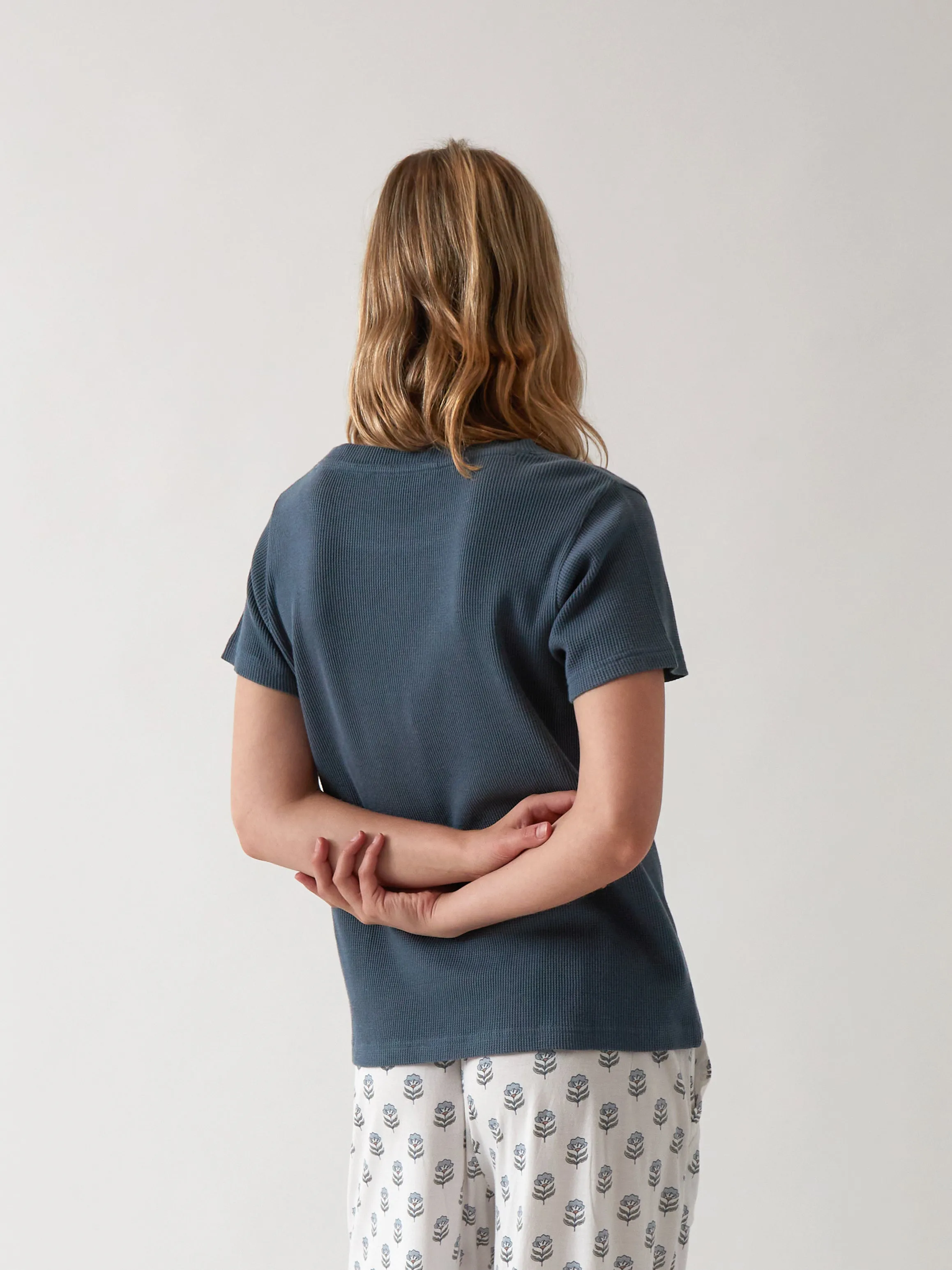 Balance Waffle Knit Tee Shirt in Navy