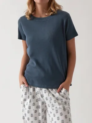 Balance Waffle Knit Tee Shirt in Navy