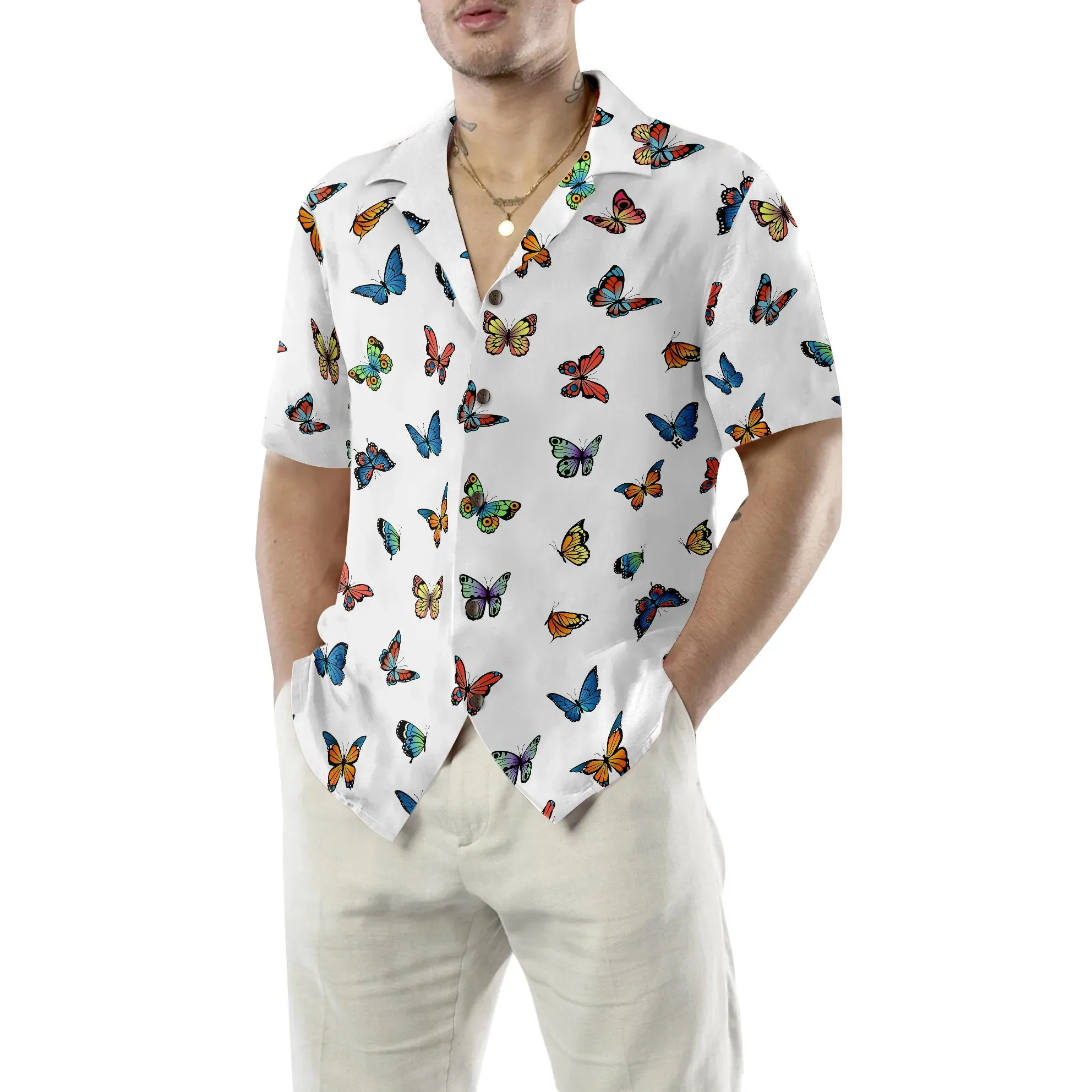 Beautiful Butterflies Hawaiian Shirt, Colorful Butterfly Aloha Shirt For Men And Women, Perfect Gift For Butterfly Lovers, Friends, Husband, Boyfriend, Family