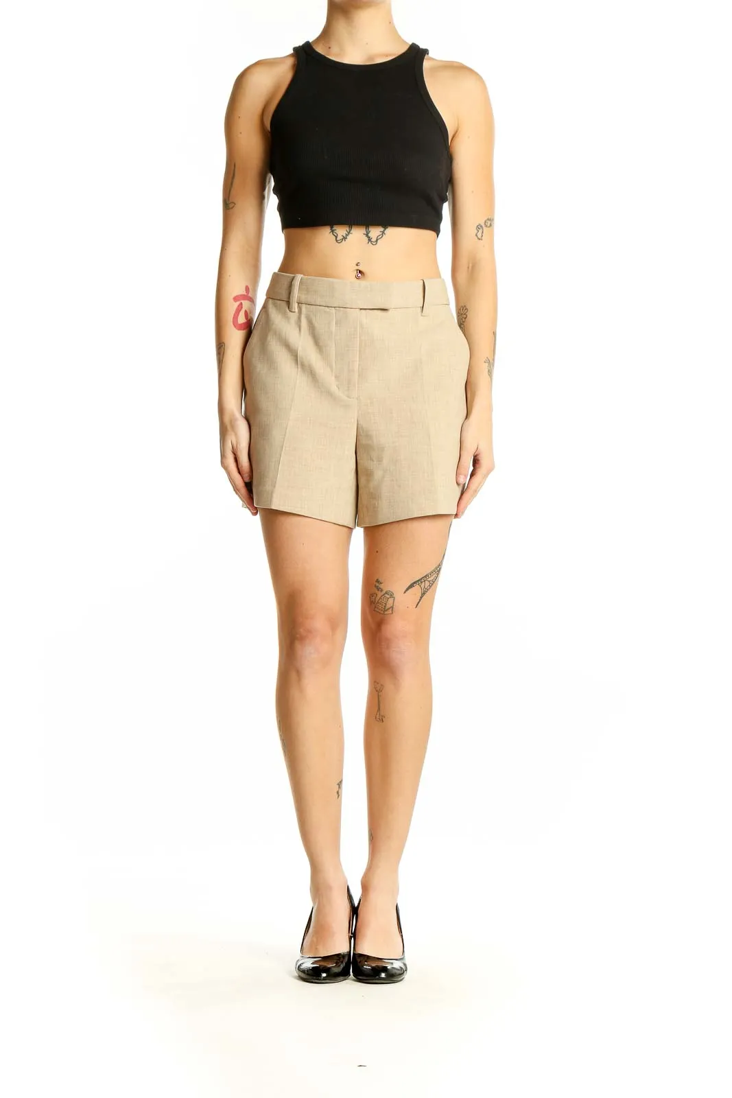 Beige Classic Tailored Shorts