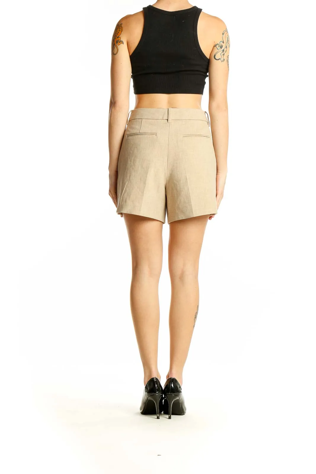 Beige Classic Tailored Shorts
