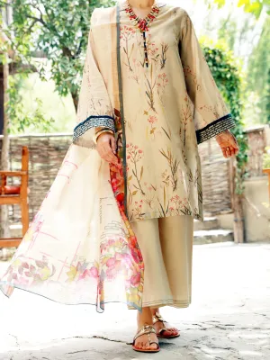 Beige Lawn 3 Piece Stitched - ALP-3PS-1378