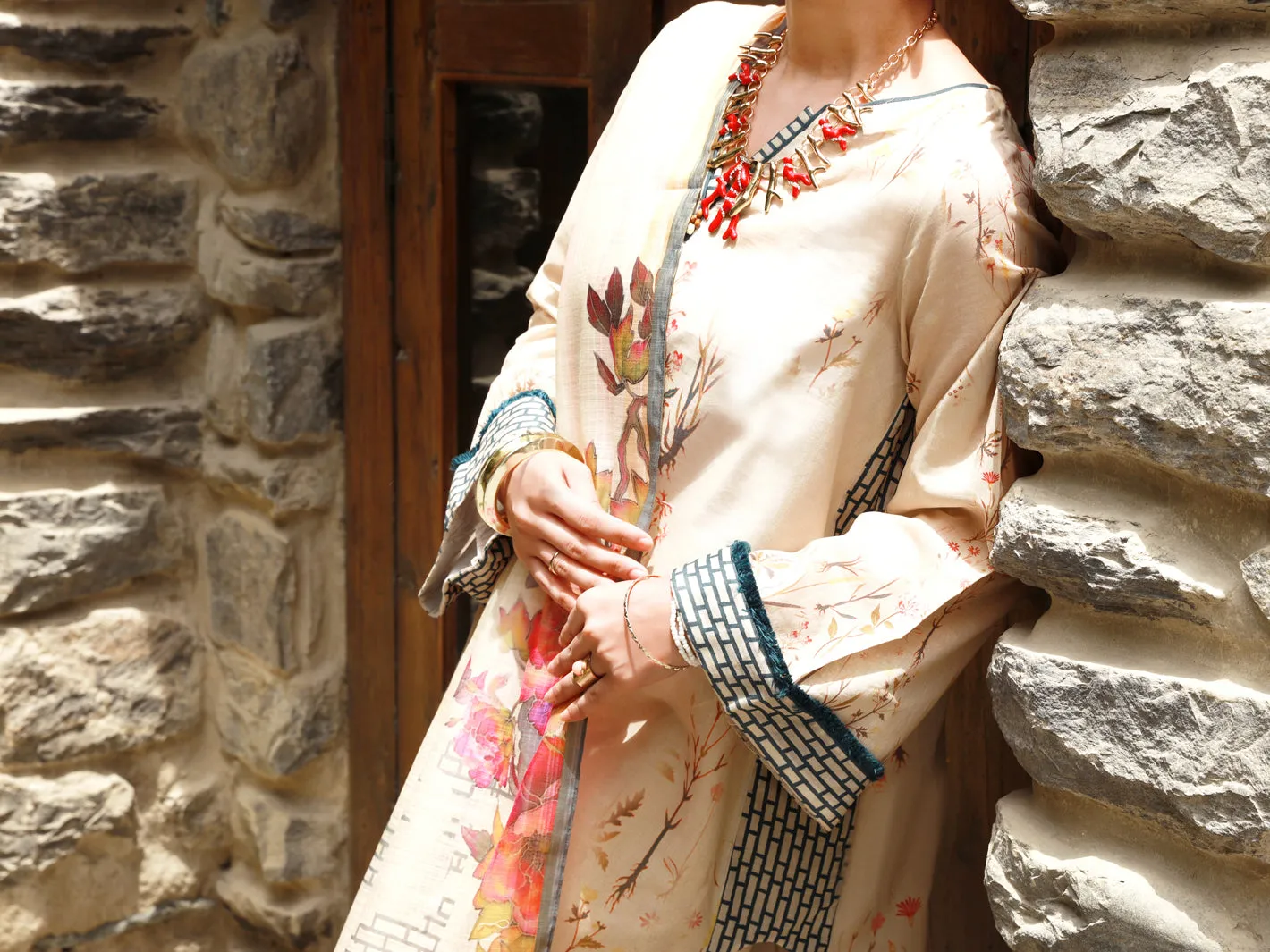 Beige Lawn 3 Piece Stitched - ALP-3PS-1378