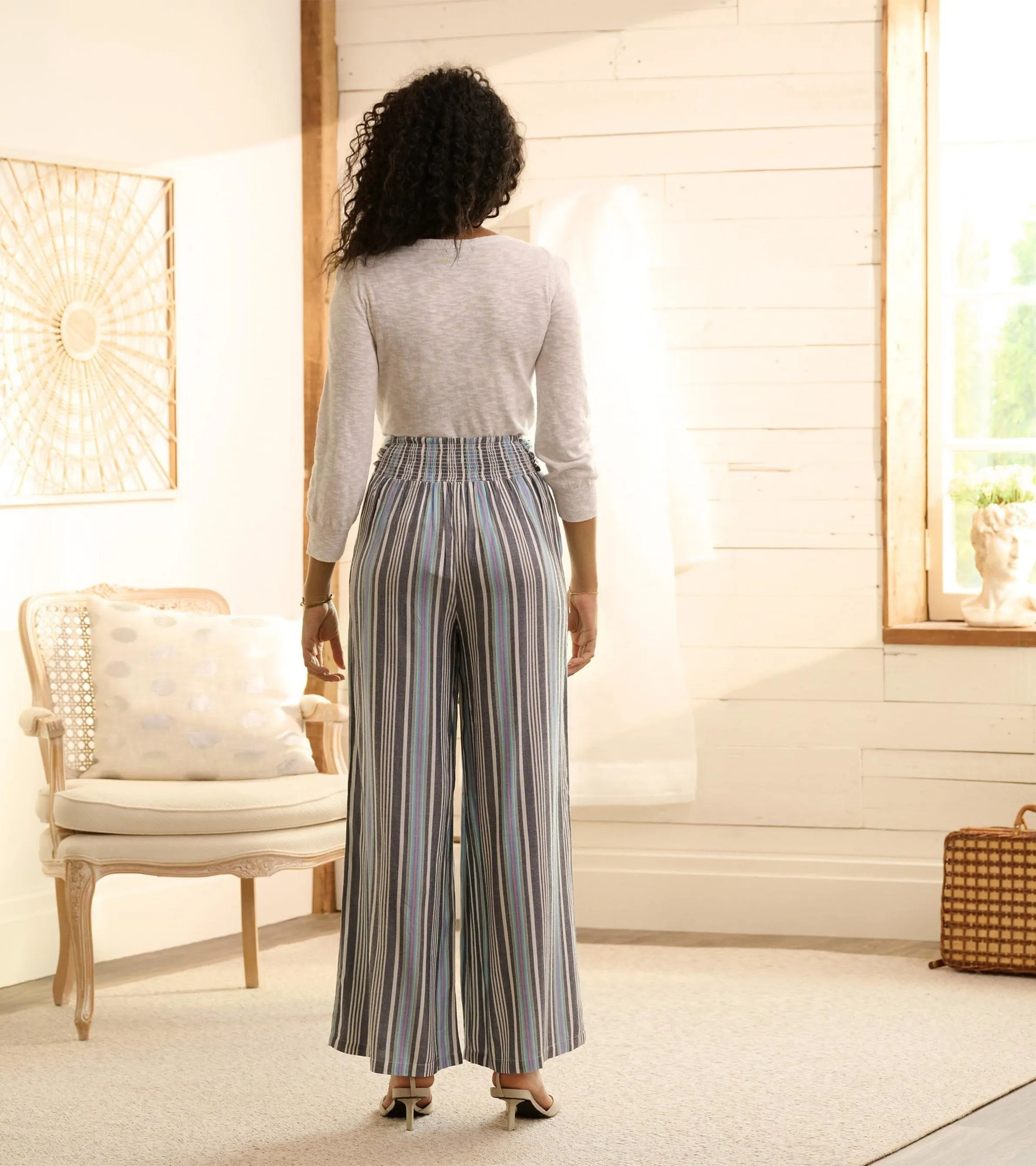 Belted Wide Leg Trousers - Rainbow Stripes