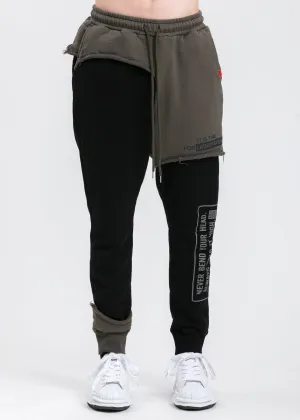 Black Partly Double Pants