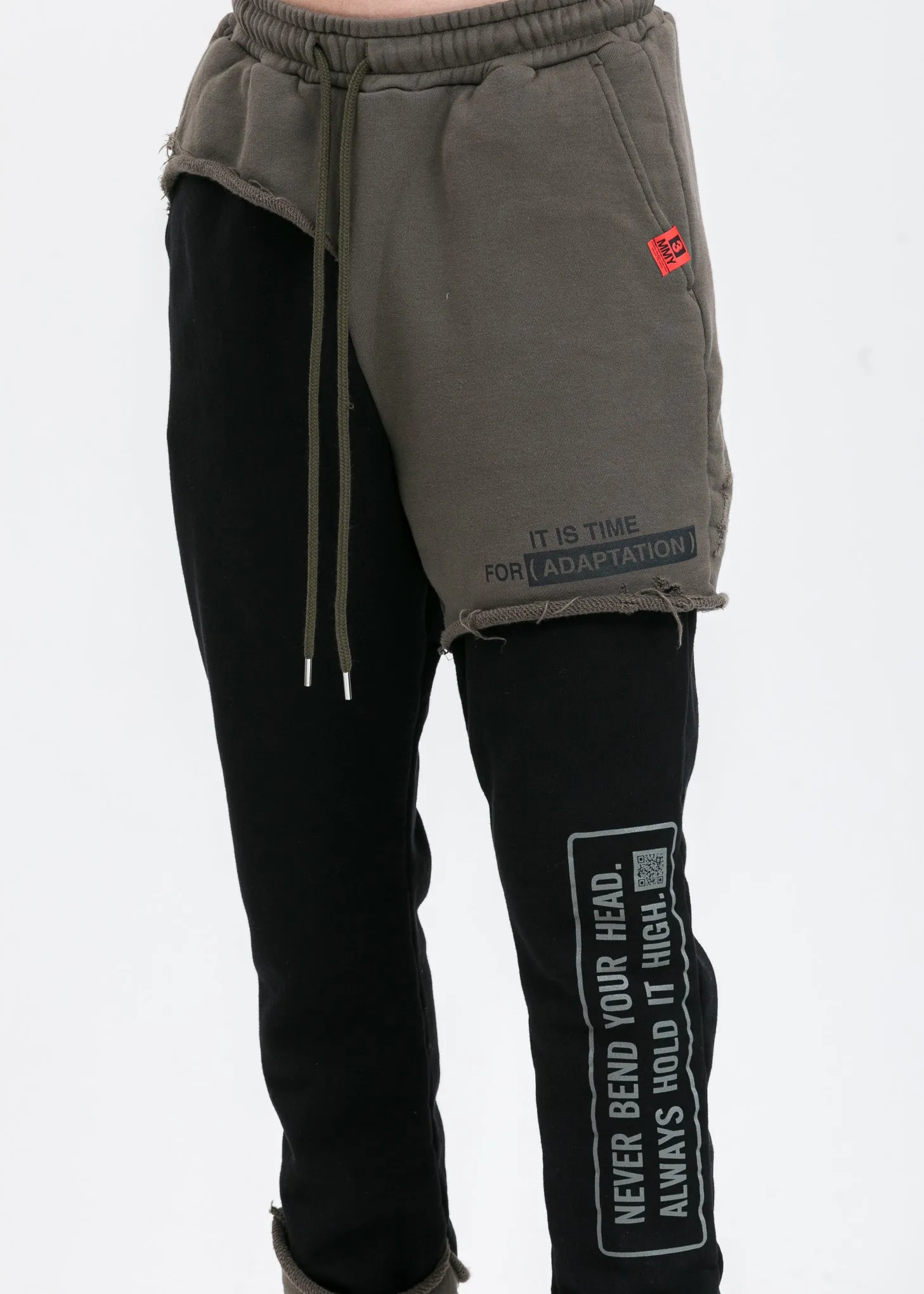 Black Partly Double Pants