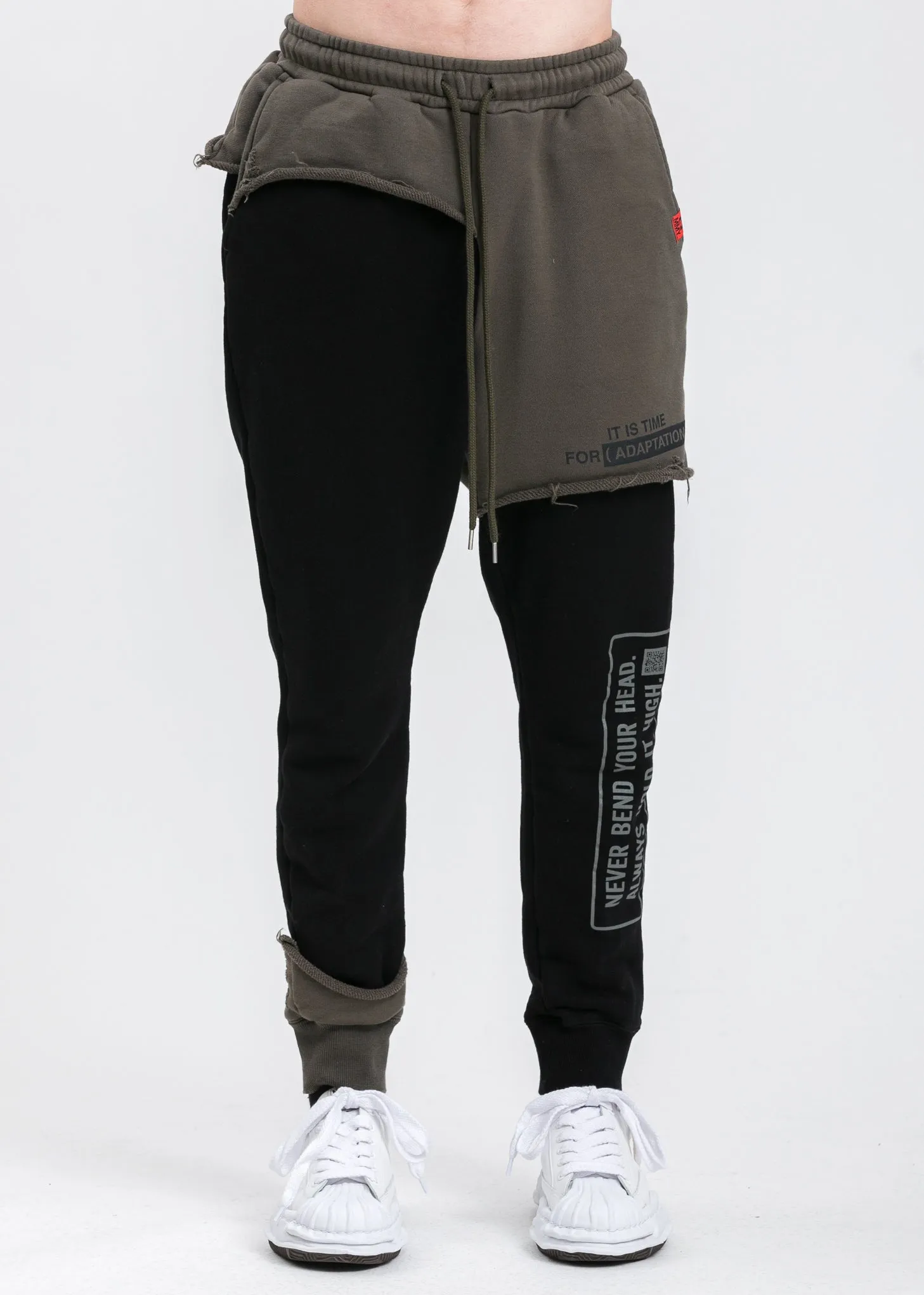 Black Partly Double Pants