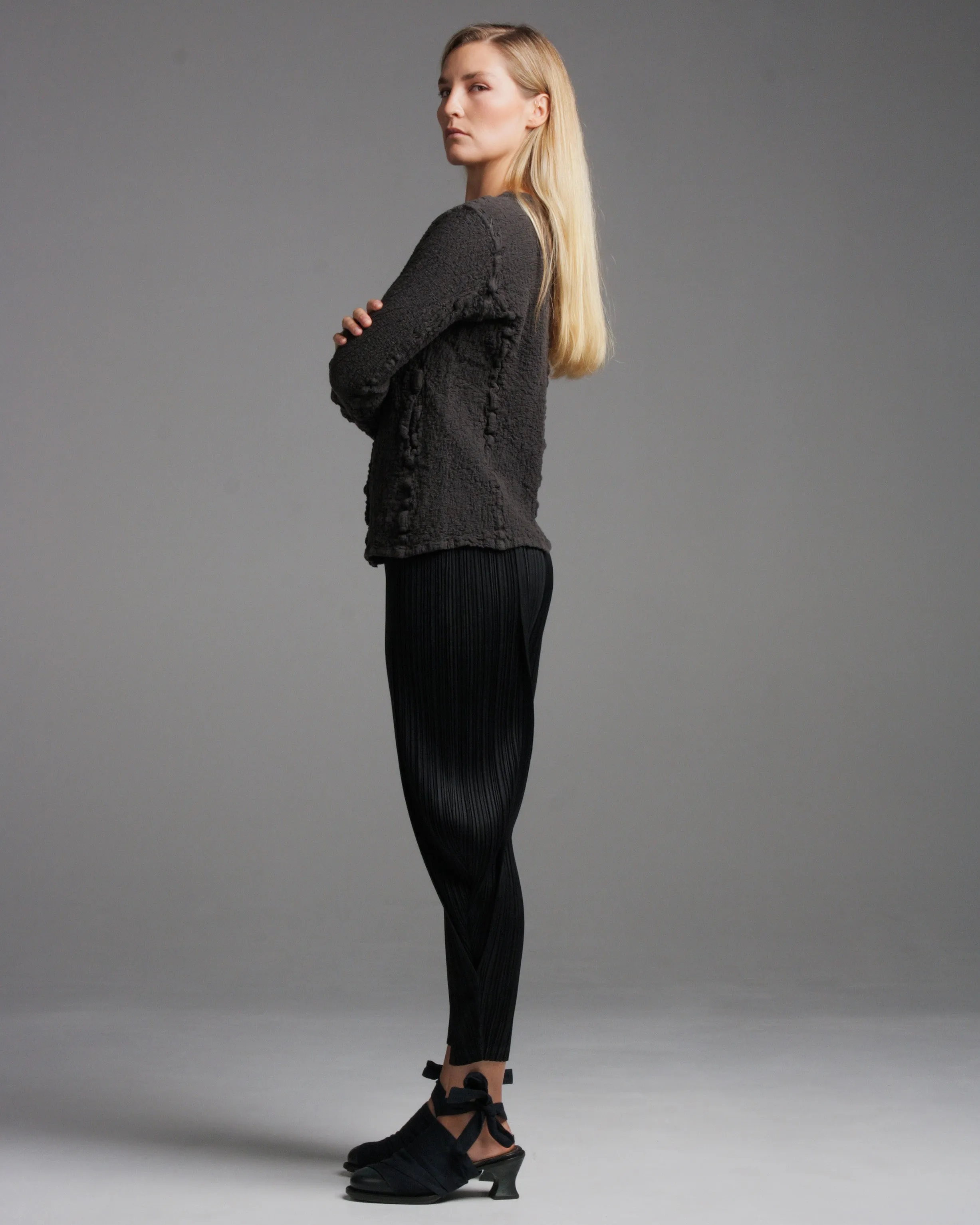 Black Tapered Pleated Pants