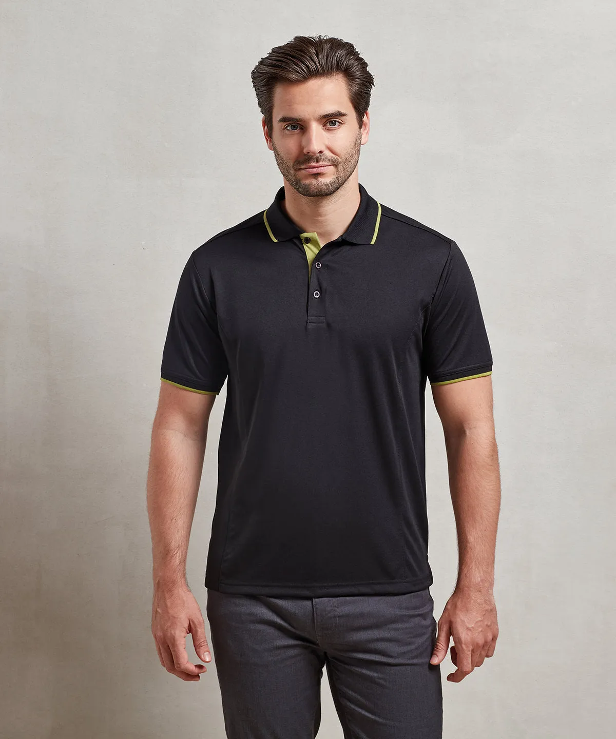 Black/Lime - Contrast Coolchecker® polo