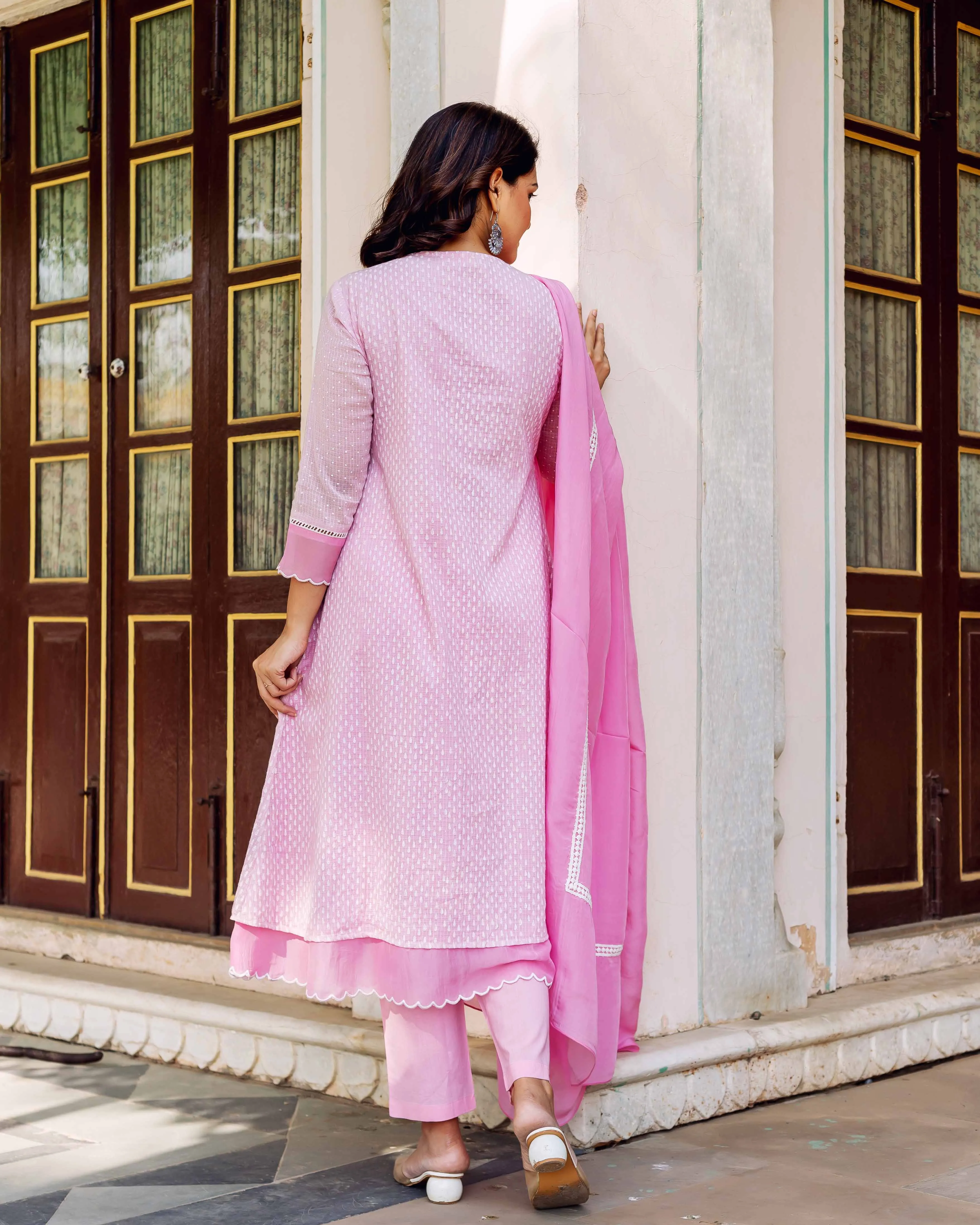 Blush Meadow Kota Doria Kurta