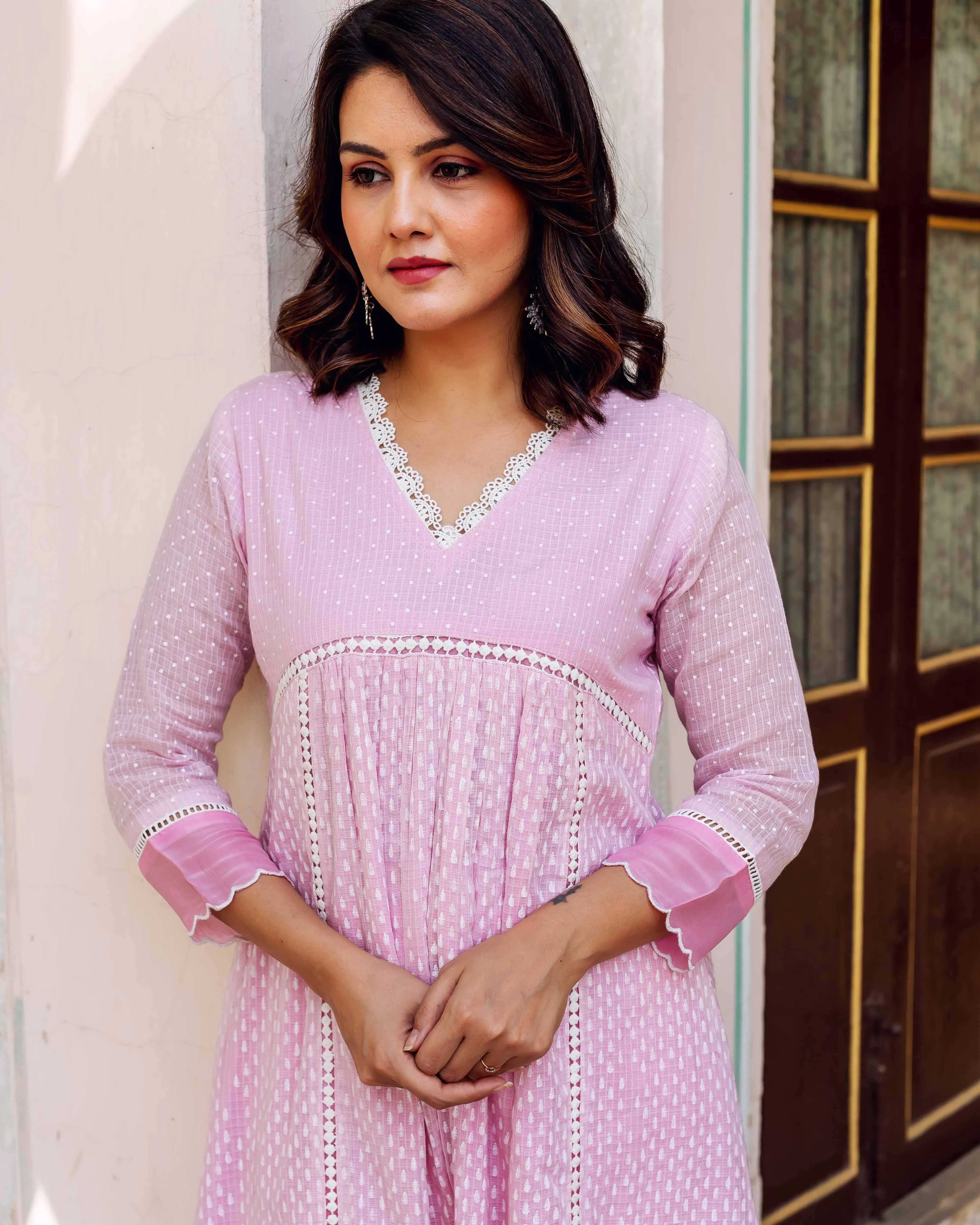 Blush Meadow Kota Doria Kurta