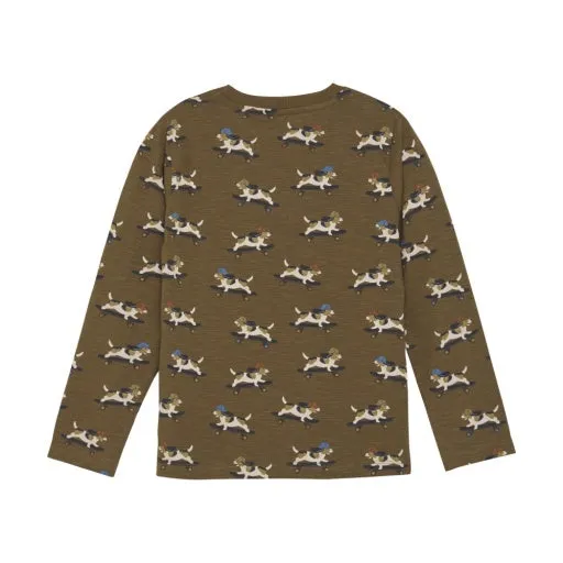 Boys T-SHIRT LS AOP: SEPIA