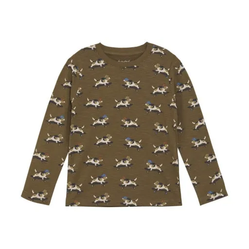 Boys T-SHIRT LS AOP: SEPIA