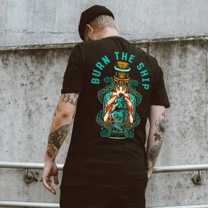 Burn The Ship Printed Men's T-shirt