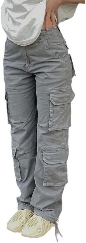 Cargo Pants Army Green Loose Jeans Women's Street Wear Vintage Denim Trousers Casual High Waist Straight Pocket