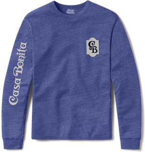 Casa Bonita Blue Offset Monogram Long Sleeve T-Shirt