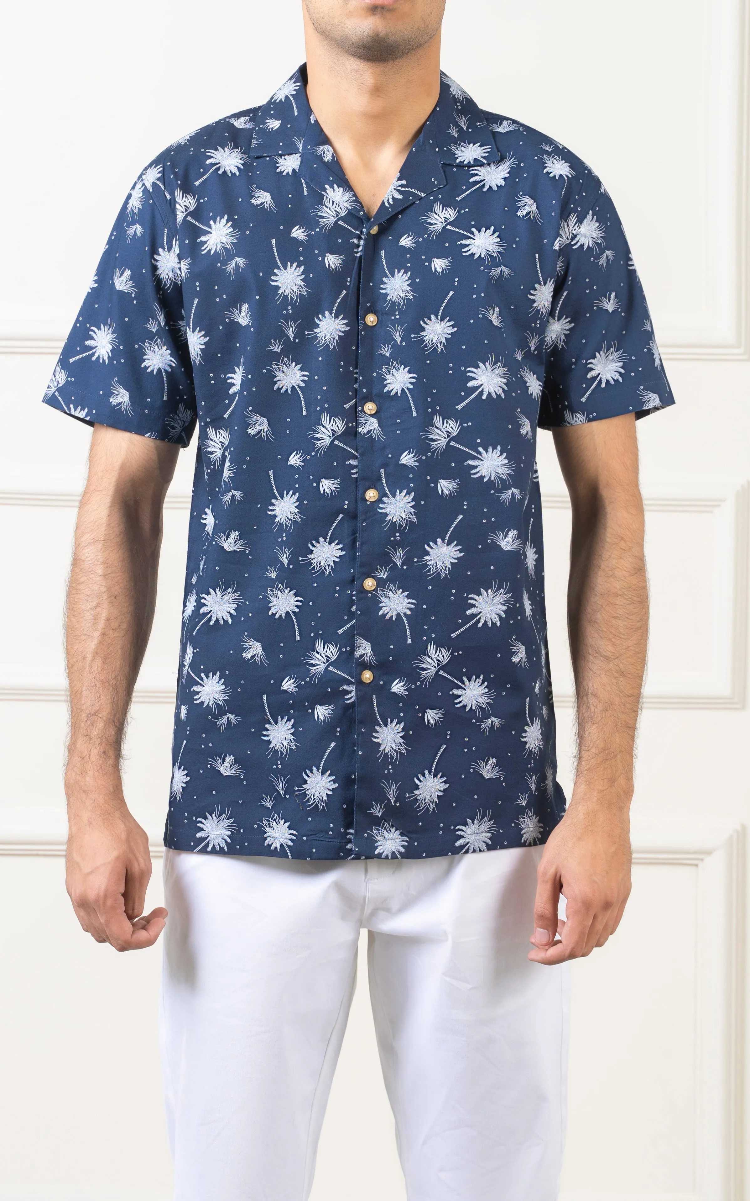 CASUAL SHIRT CUBAN COLLAR NAVY