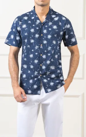 CASUAL SHIRT CUBAN COLLAR NAVY