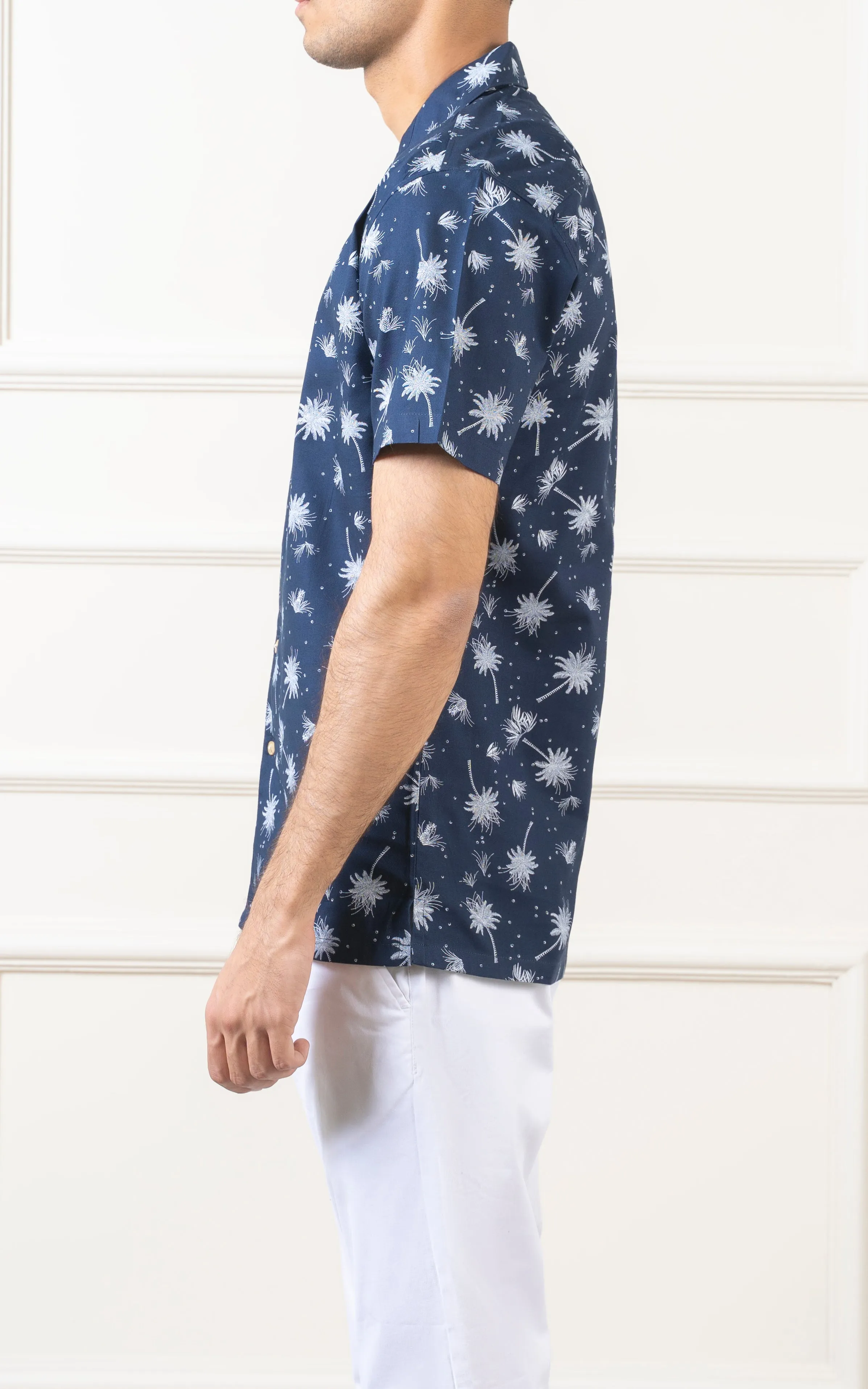 CASUAL SHIRT CUBAN COLLAR NAVY