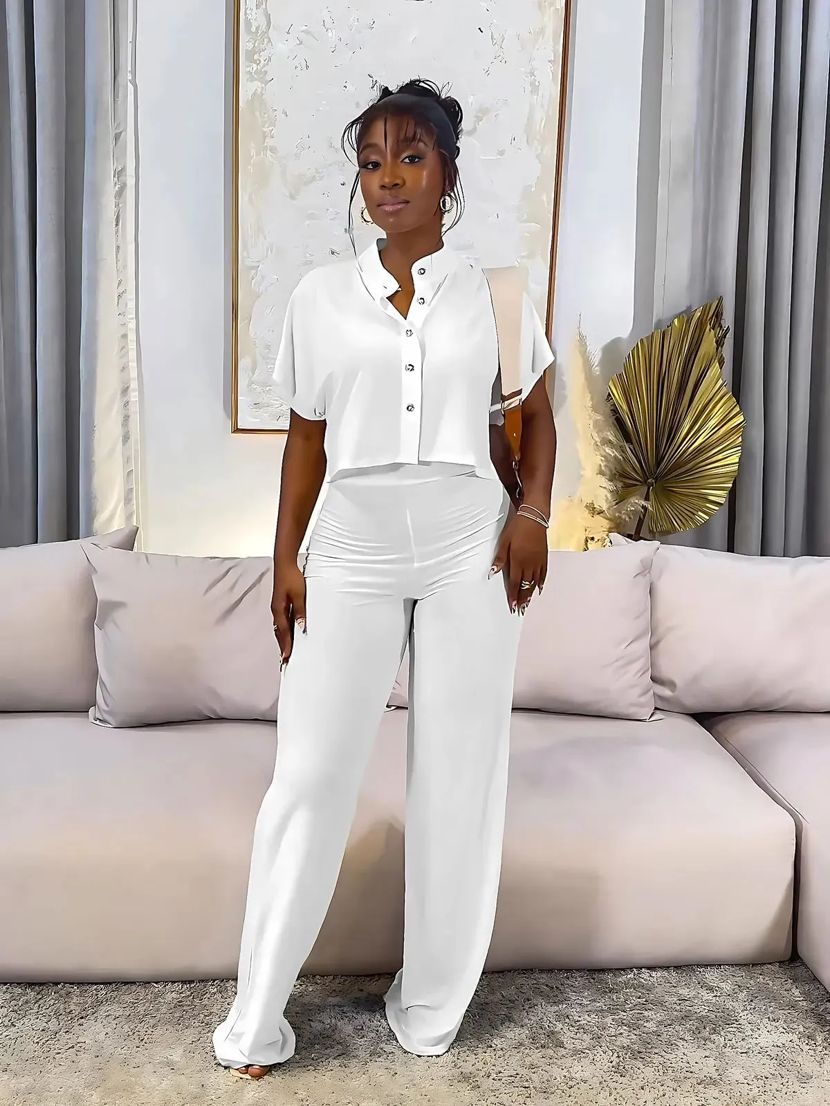 Casual Wide-Leg Pants Set
