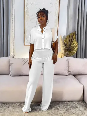 Casual Wide-Leg Pants Set