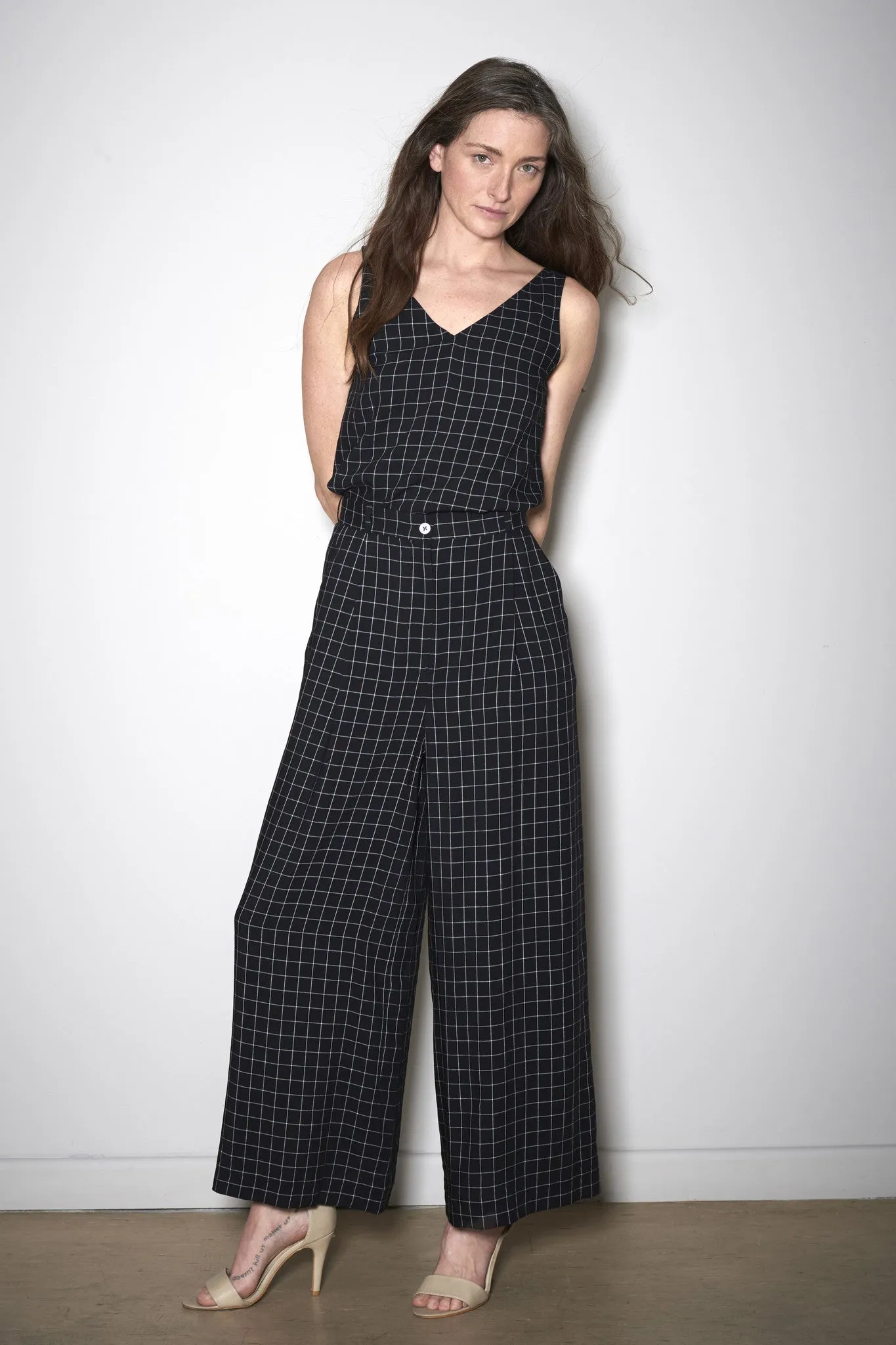 CHECK PANTS black