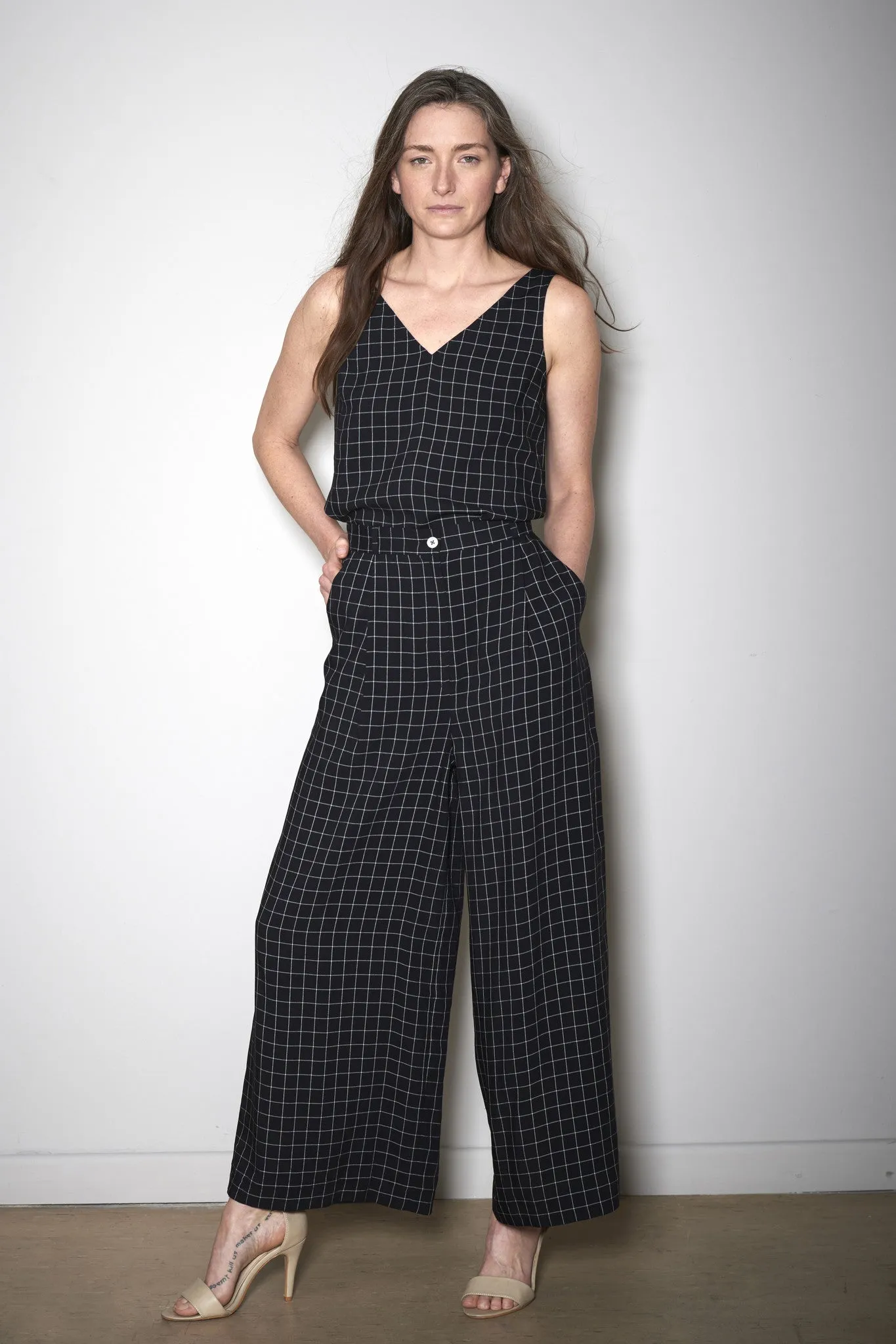 CHECK PANTS black