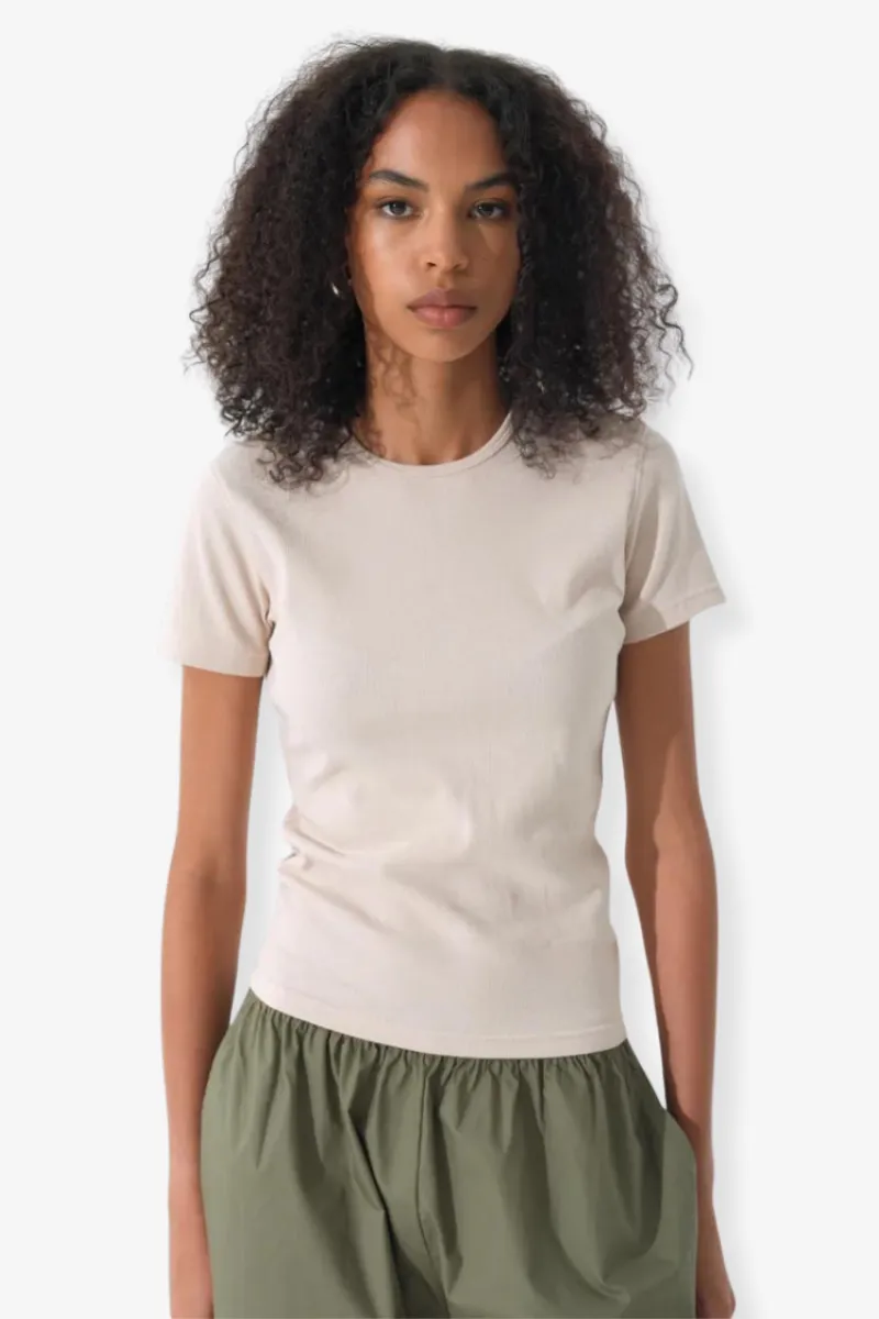 Commoners - Fine Rib Short Sleeve Tee - Buttermilk