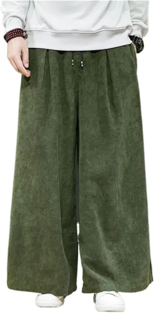 Corduroy Wide-Leg Harem Pants Men Casual Trousers Male Loose Big Size Streetwear