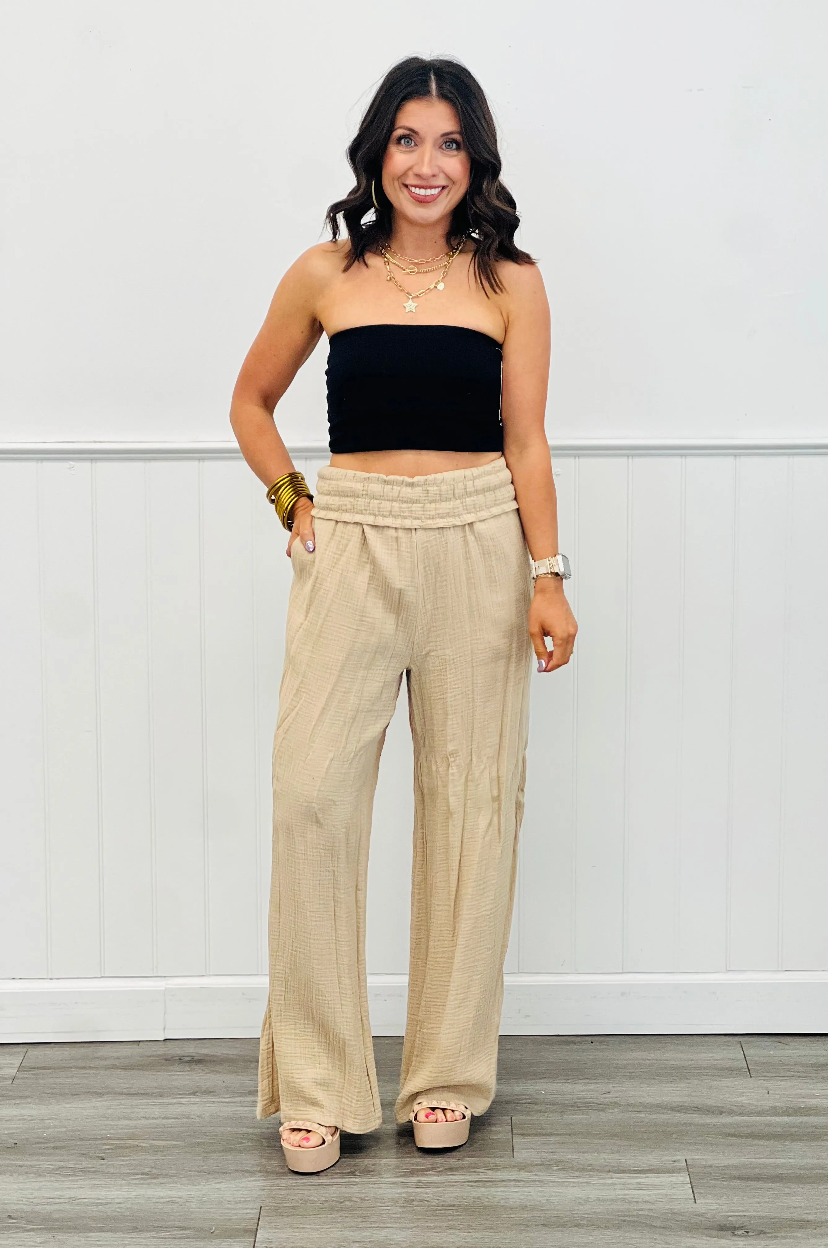 Cotton Gauze Wide Leg Pants (Reg & Plus)-2 Colors
