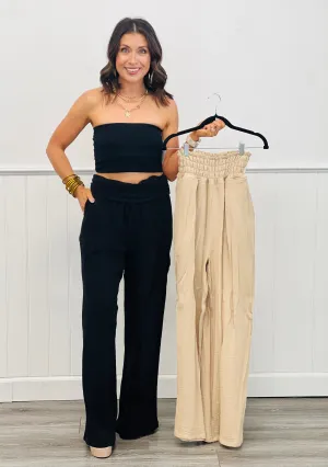 Cotton Gauze Wide Leg Pants (Reg & Plus)-2 Colors