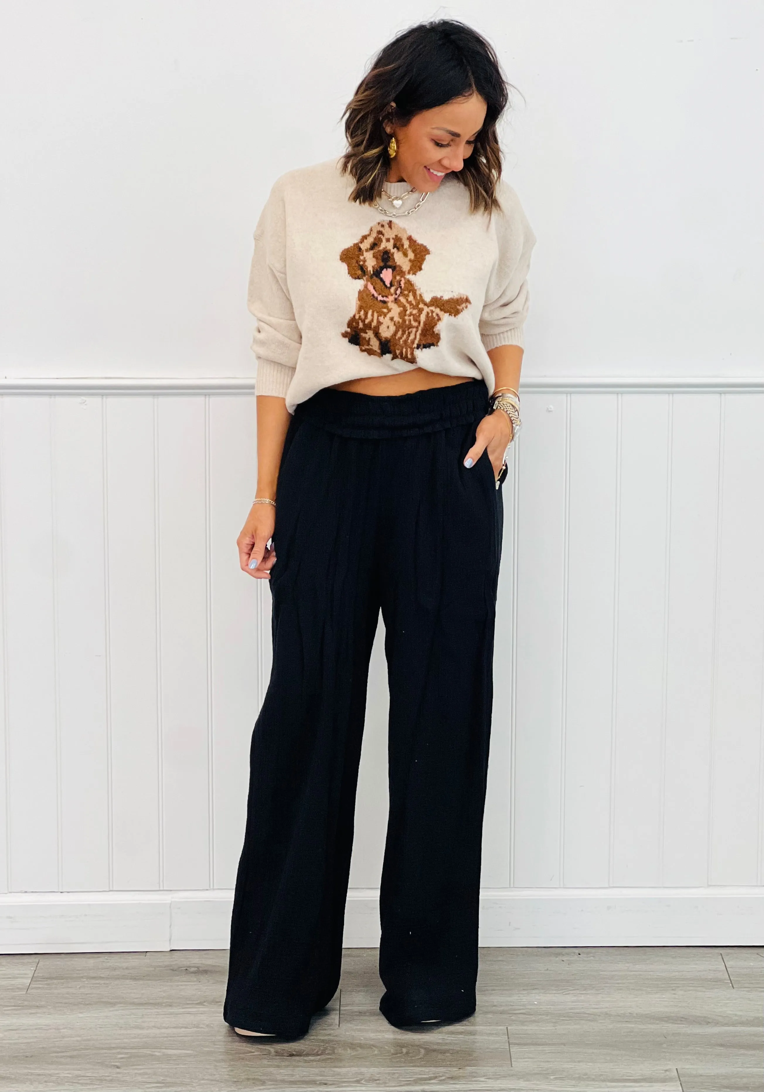 Cotton Gauze Wide Leg Pants (Reg & Plus)-2 Colors