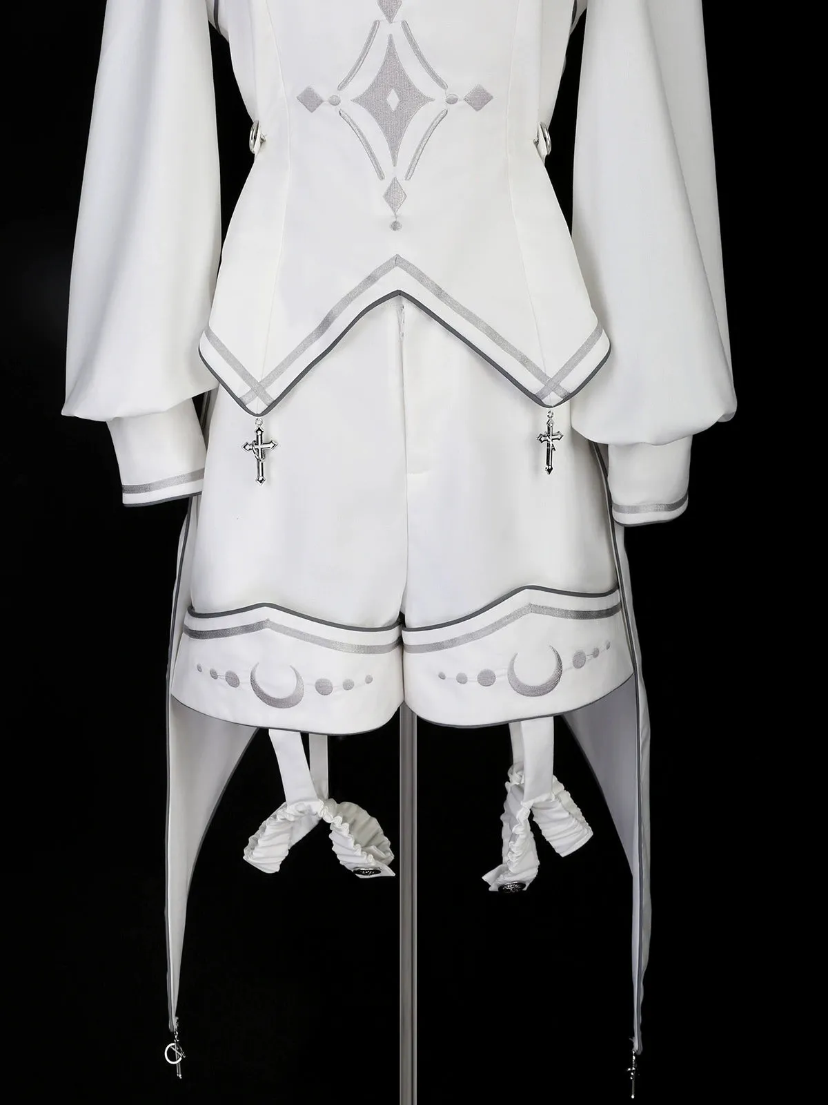 Cyberpunk Cloak Set White Hooded Cloak Top And Shorts