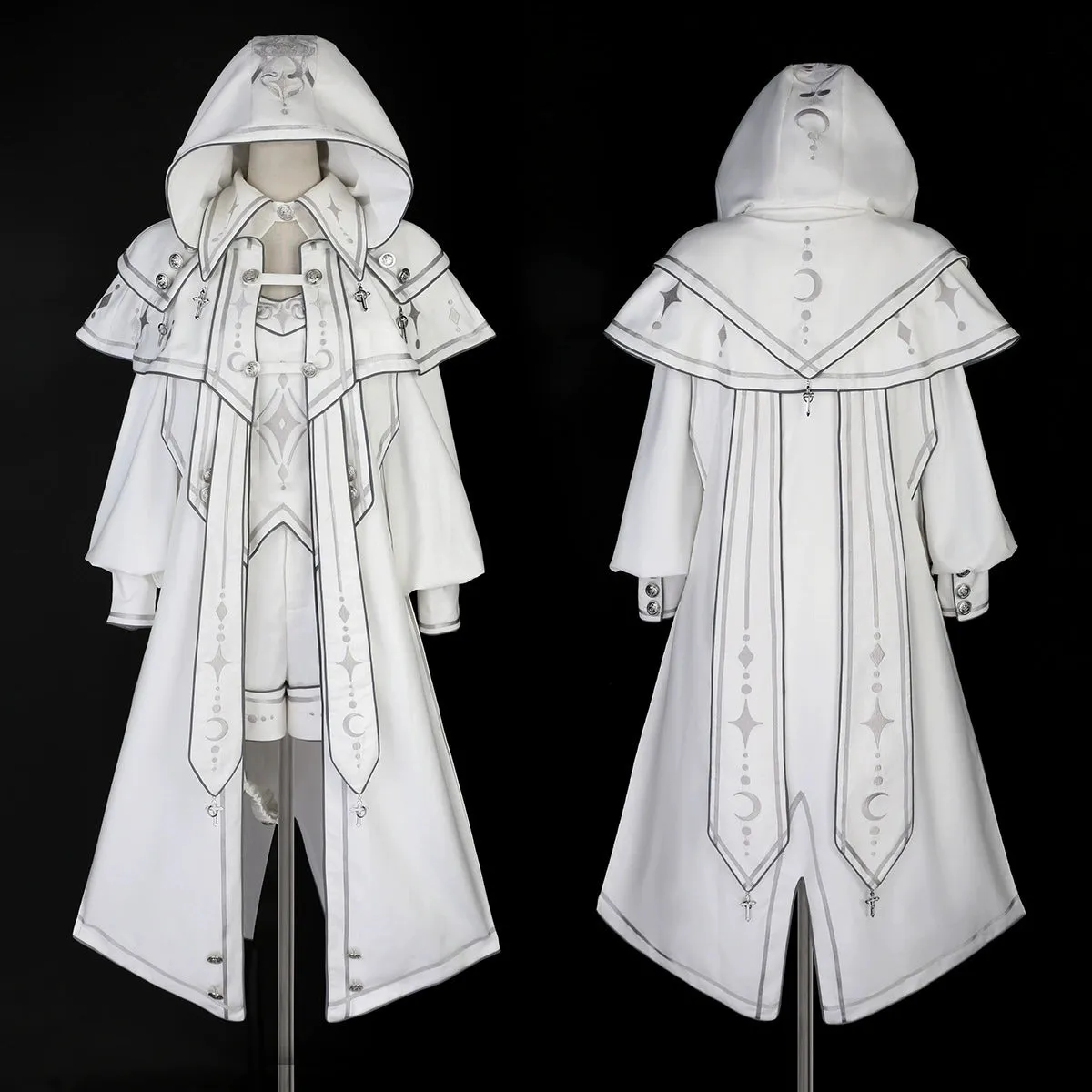 Cyberpunk Cloak Set White Hooded Cloak Top And Shorts