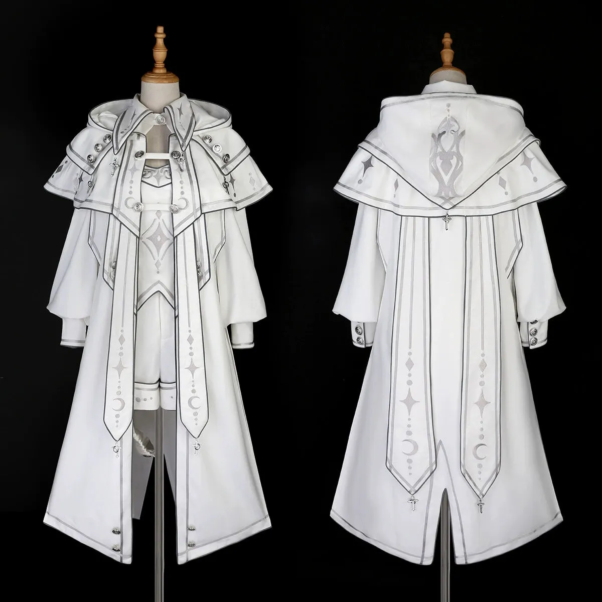 Cyberpunk Cloak Set White Hooded Cloak Top And Shorts
