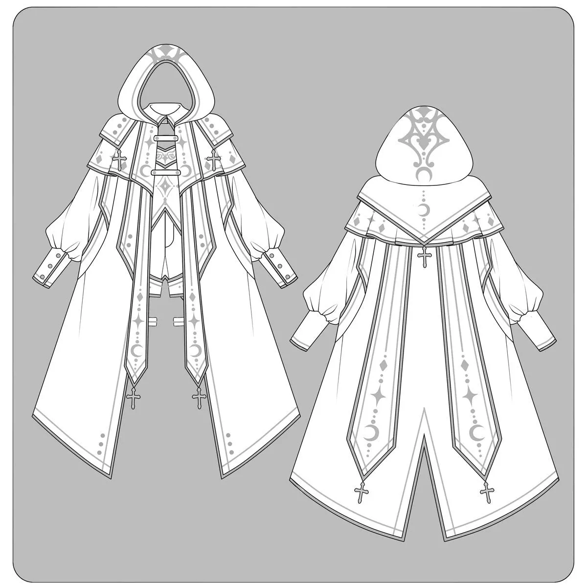 Cyberpunk Cloak Set White Hooded Cloak Top And Shorts