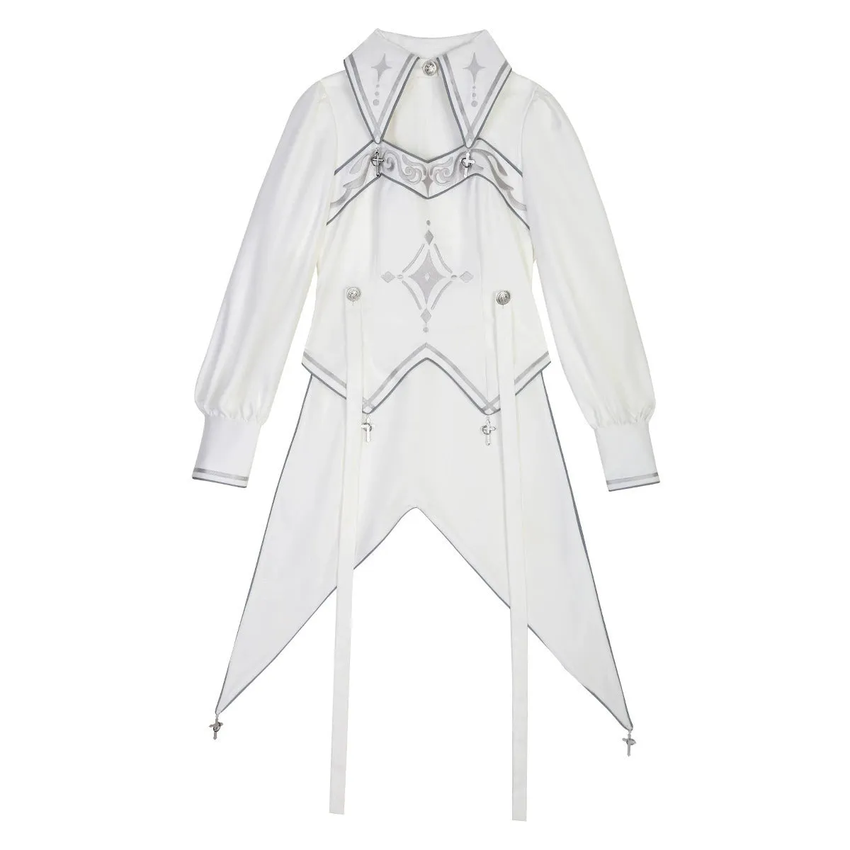 Cyberpunk Cloak Set White Hooded Cloak Top And Shorts