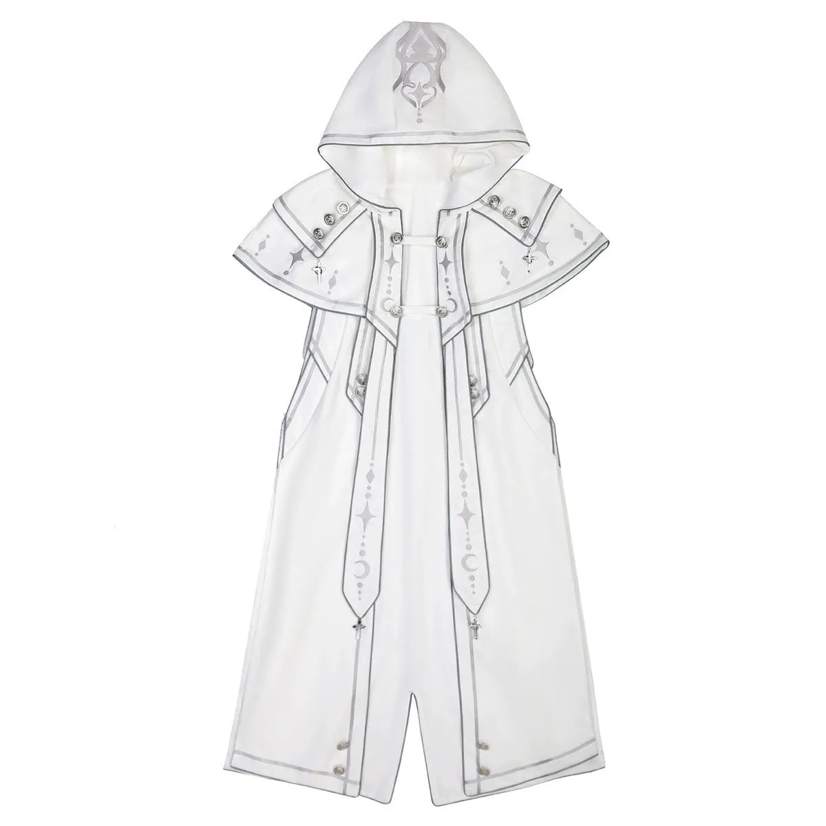 Cyberpunk Cloak Set White Hooded Cloak Top And Shorts