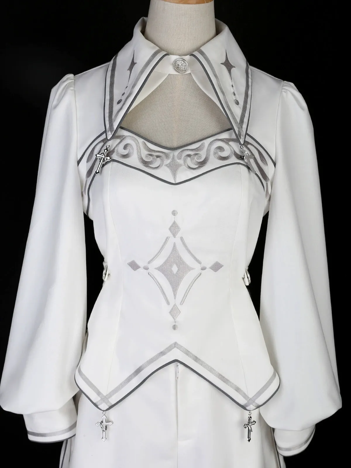 Cyberpunk Cloak Set White Hooded Cloak Top And Shorts