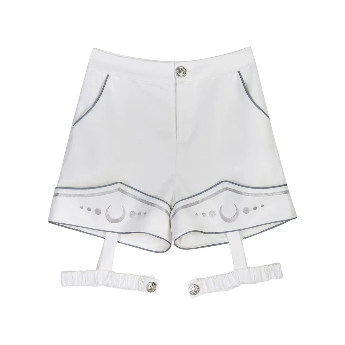 Cyberpunk Cloak Set White Hooded Cloak Top And Shorts