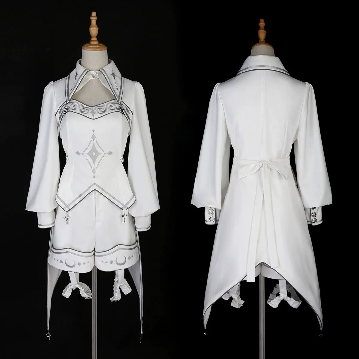Cyberpunk Cloak Set White Hooded Cloak Top And Shorts