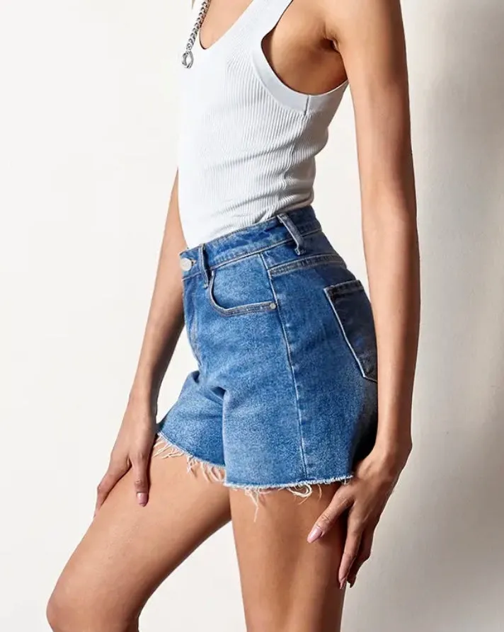 Dark wash Insane Gene denim shorts