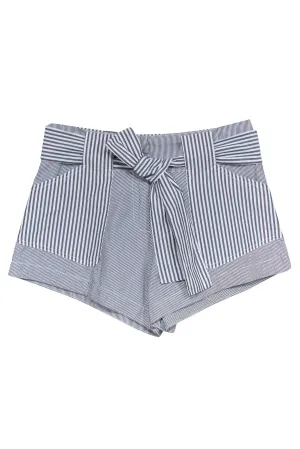 Derek Lam 10 Crosby - White & Grey Striped Coton Shorts w/ Tie Belt Sz 2