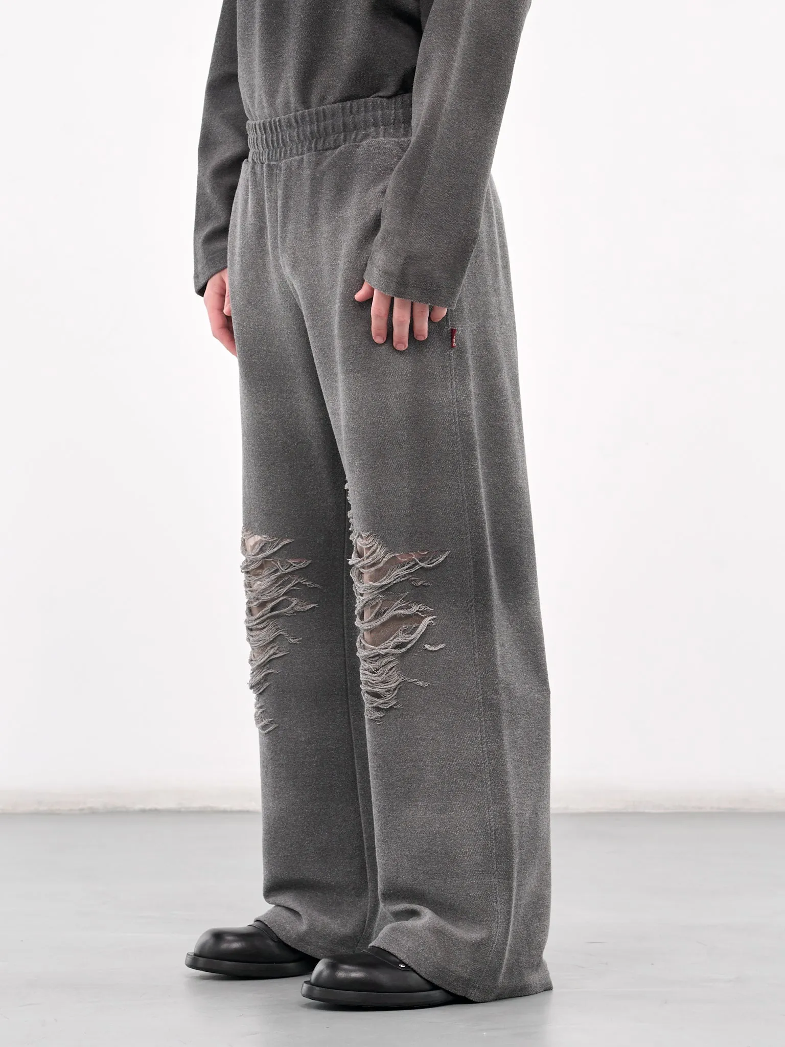 Distressed & Faded Sweatpants (A18218-0PLAI-GREY)