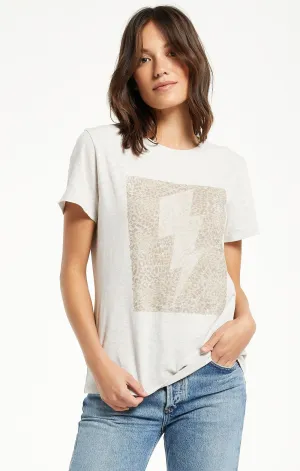 Easy Leopard Bolt Tee - Soft Grey